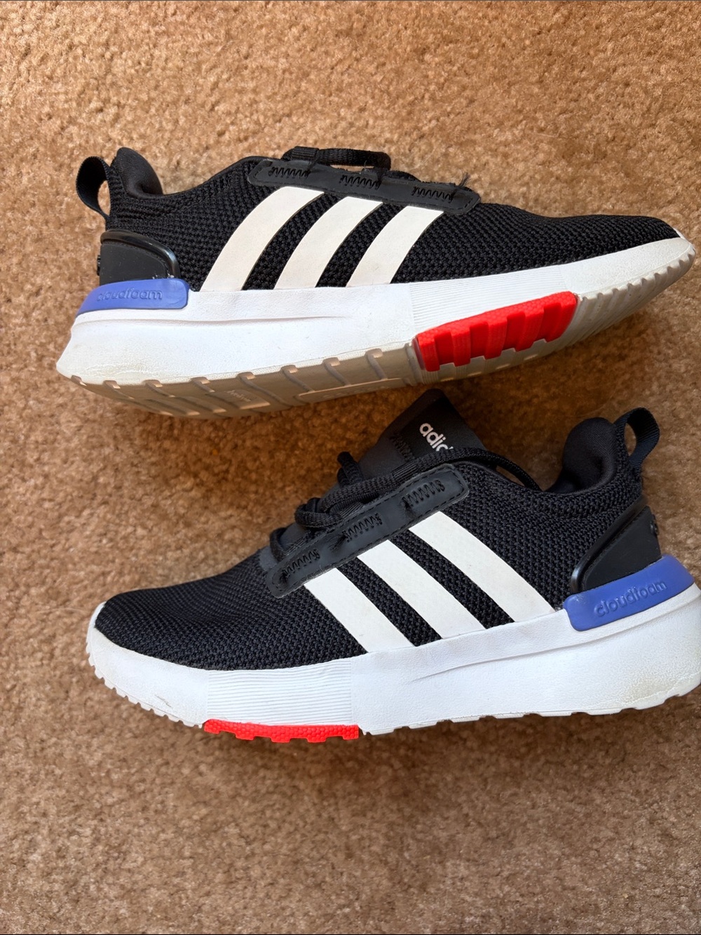 adidas Kids Black Sneakers with White Stripes